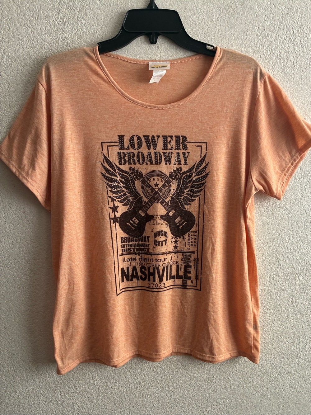 Nashville Graphic Tee - Righstones Accents Peach Short Sleeve Women's L